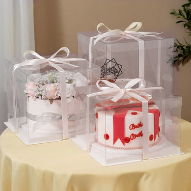 Clear Cake Gift Box with Ribbon – Elegant Display Packaging for Baked Goods