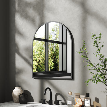 Arched Wall Mirror – Black Aluminum Alloy Frame for Modern Home Decor - Lifeideas
