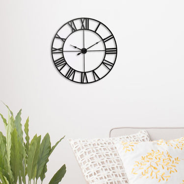 40cm Vintage Metal Wall Clock with Roman Numerals – Classic Home Accent - Lifeideas