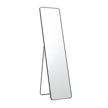 155cm Full-Length Rectangular Floor Mirror with Rounded Corners – Freestanding or Wall-Mounted Metal Frame, Black - Lifeideas