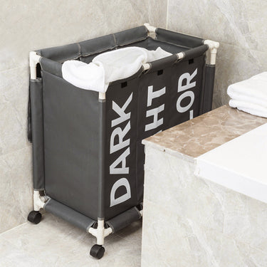 Large 3-Compartment Laundry Sorter with Wheels – Durable Oxford Fabric Hamper for Organized Laundry