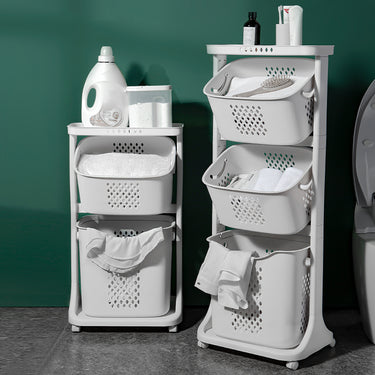 Rolling Laundry Basket with Dual Removable Bins – Mobile Clothes Organizer for Bathroom or Bedroom