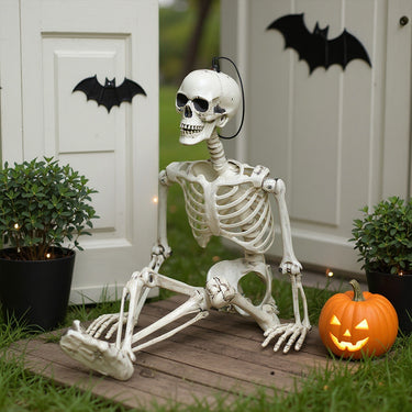 Halloween Skeleton Decoration – Realistic Full Body Prop with Posable Joints, Hanging String