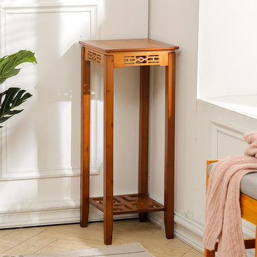 2-Tier Bamboo Plant Stand – Classic Oriental Style Flower Shelf - Lifeideas