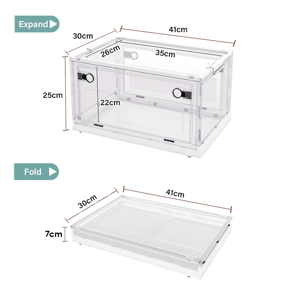Floding Storage Transparent Box Transparent Folding Storage Box with Wheels – Stackable Home Organizer ...