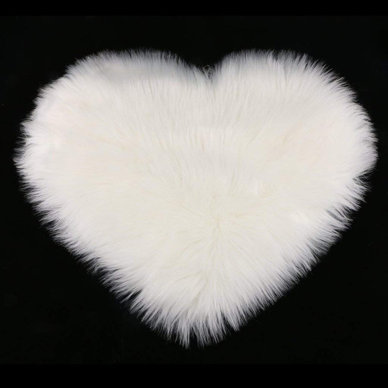 White Heart Fluffy Shaggy Sheepskin Area Rugs Rug Living and Home 