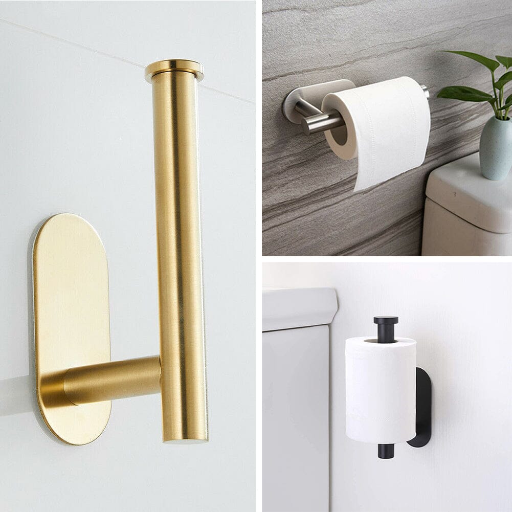 Stainless Steel Self-adhesive Non-punching Non-marking Paper Towel Holder Paper Holders Living and Home Golden 