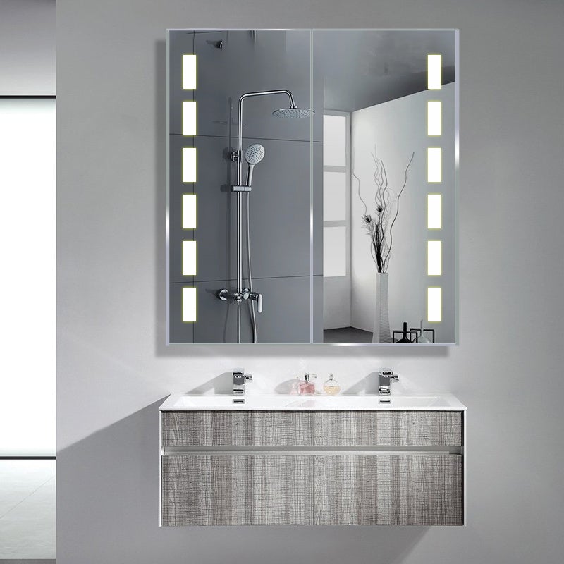 Rectangle Double Door LED Bathroom Mirror Cabinet Bathroom Mirror Cabinets Living and Home 
