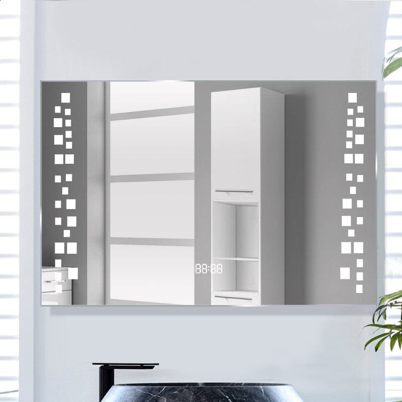 2ft Width Rectangle Smart LED Illuminated Bathroom Mirror with Clock Bathroom Mirrors Living and Home 