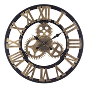 Dia.60cm Large Outdoor Garden Wall Clock Big Roman Numerals Wall Clocks Living and Home Gold 