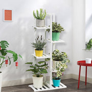 Wood Plant Flower Display Stand Bonsai Pot Shelf Storage Racking Bookcases & Standing Shelves Living and Home White 