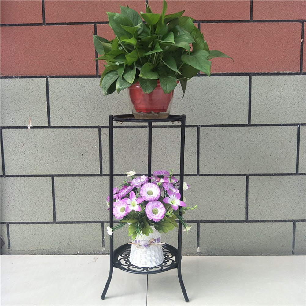 2 Tier Metal Plant Pot Holder Stand Flower Display Shelf Garden Indoor Outdoor Bookcases & Standing Shelves Living and Home 