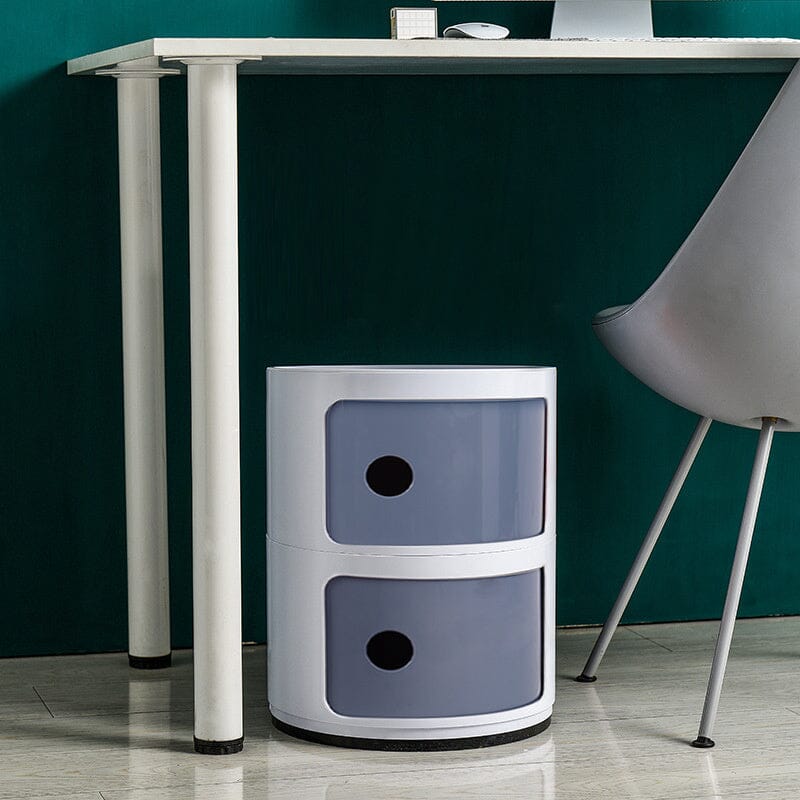 Componibili Round Storage Unit with 2 Drawers Storage Drawers Living and Home White&Grey 