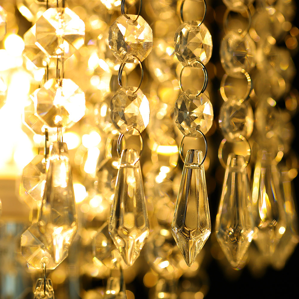 Elegant Bedside Table Lamp with 3 Layered Crystal Drops Bedside Light Living and Home 