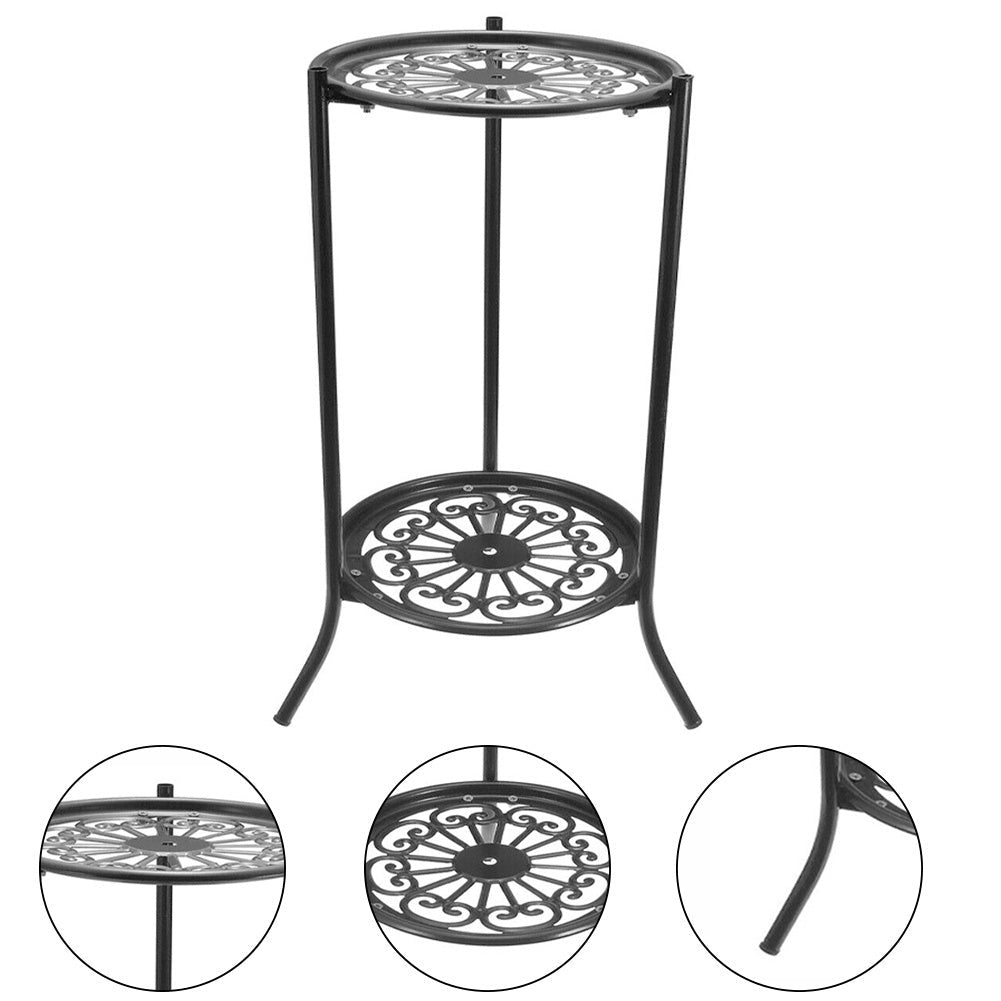 2 Tier Metal Plant Pot Holder Stand Flower Display Shelf Garden Indoor Outdoor Bookcases & Standing Shelves Living and Home 