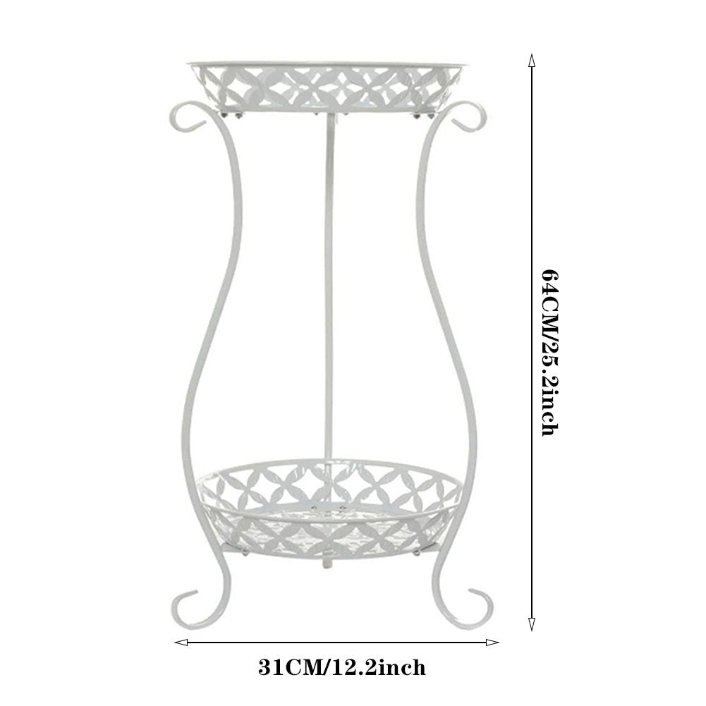2 Tier Metal Plant Pot Stand Flower Display Shelf Garden Balcony Outdoor Indoor Bookcases & Standing Shelves Living and Home 