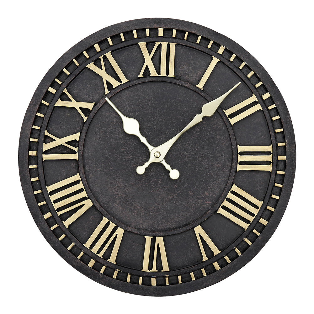 Black and Gold Decorative Roman Numeral Wall Clock