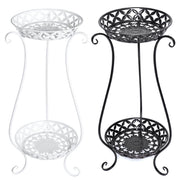 2 Tier Metal Plant Pot Stand Flower Display Shelf Garden Balcony Outdoor Indoor Bookcases & Standing Shelves Living and Home 