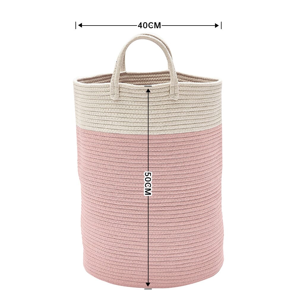 Cotton Woven Clothes Hamper Laundry Basket with Hooks Laundry Baskets Living and Home 