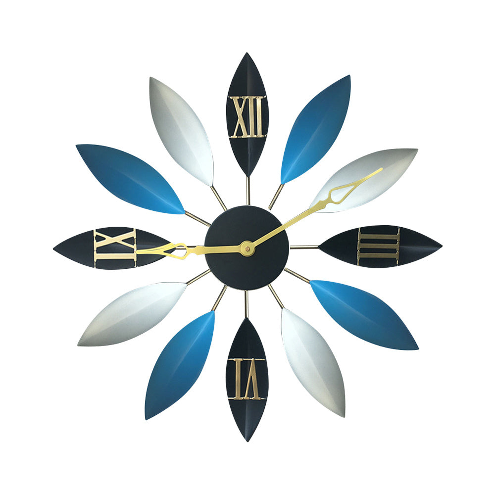 Leaf-Shaped Novelty Large Silent Metal Wall Clock
