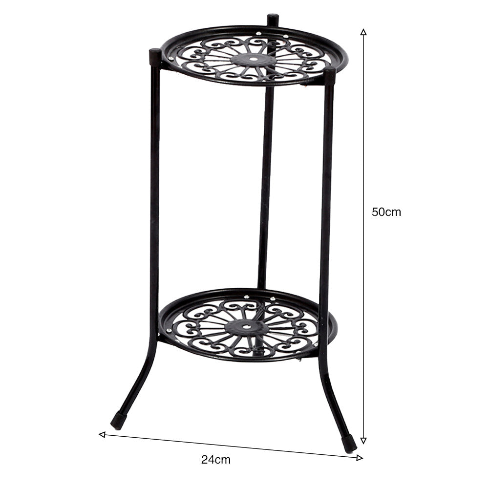 2 Tier Metal Plant Pot Holder Stand Flower Display Shelf Garden Indoor Outdoor Bookcases & Standing Shelves Living and Home 