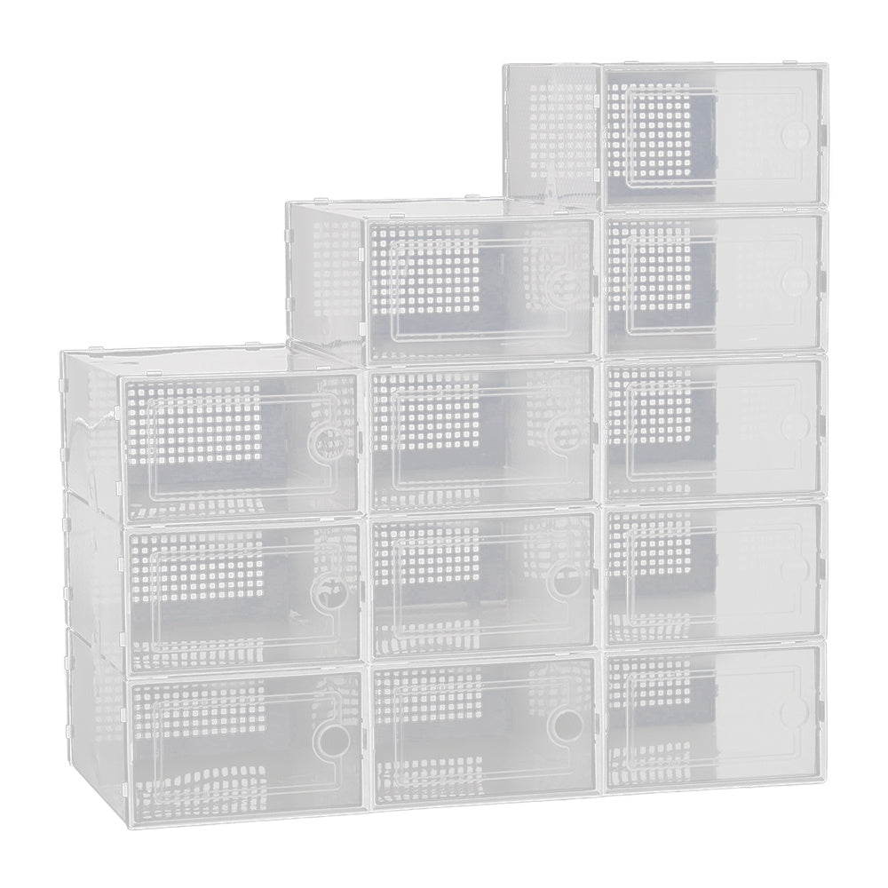 12 Pack Stackable Shoe Storage Box Organiser