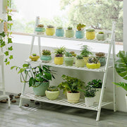 96cm Height 3 Tier Wood Plant Stand Folding Garden Display Racks