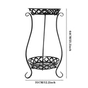 2 Tier Metal Plant Pot Stand Flower Display Shelf Garden Balcony Outdoor Indoor Bookcases & Standing Shelves Living and Home 