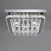 Chrome Finished Sqaure LED Ceiling Light with Luxury Crystal Ball Drops Ceiling Light Living and Home 