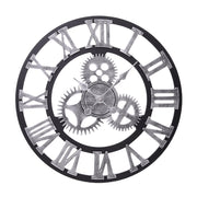 Dia.60cm Large Outdoor Garden Wall Clock Big Roman Numerals Wall Clocks Living and Home Silver 
