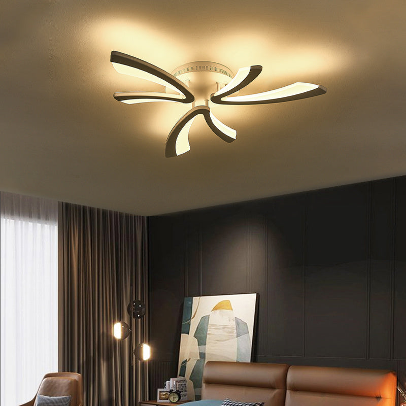 V Shaped Floral Modern Semi-Flush LED Ceiling Light Dimmable/Non-Dimmable Ceiling Lights Living and Home 3 Shades Dimmable 