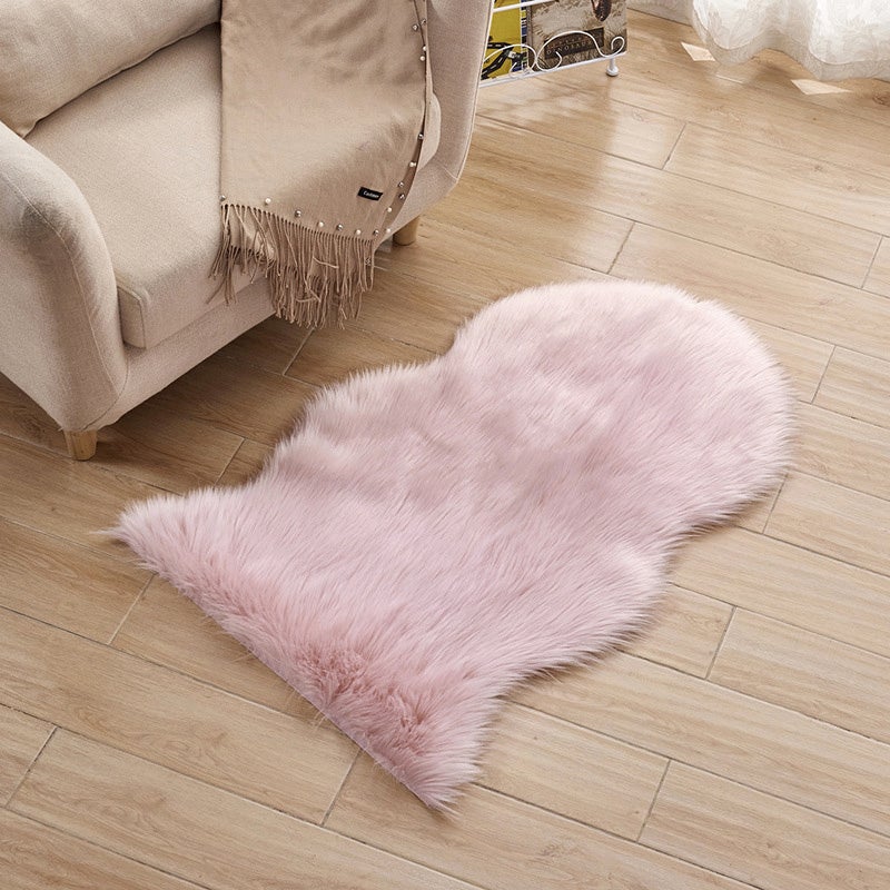 Pink Irregualr Fluffy Shaggy Sheepskin Area Rugs Rug Living and Home 