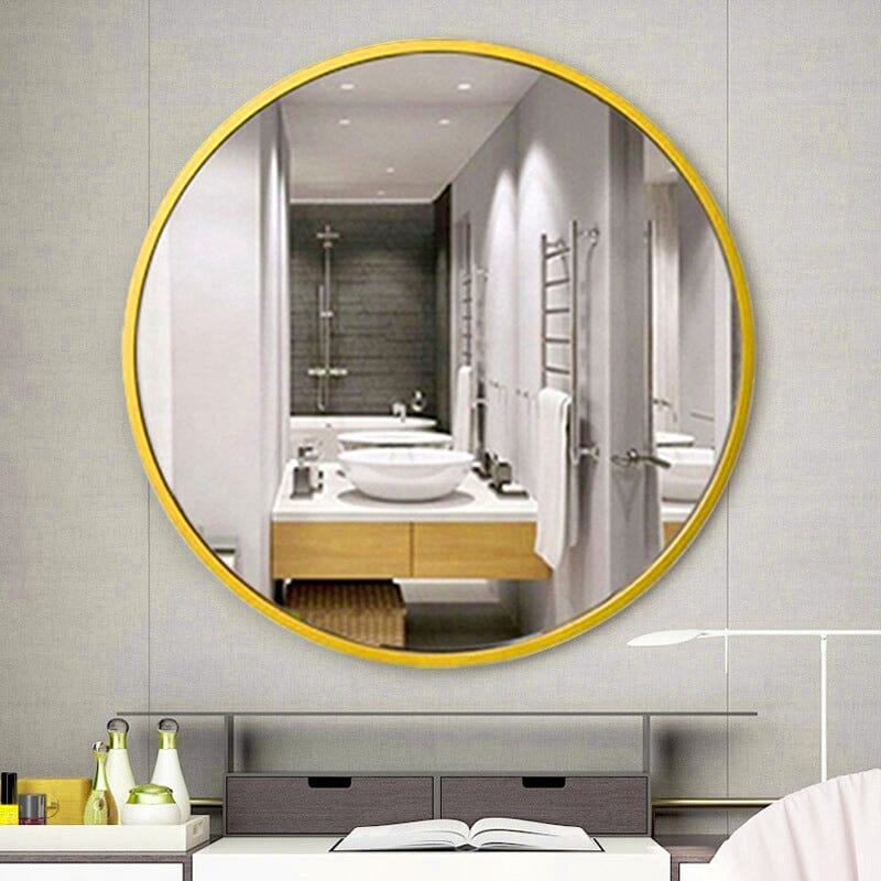 50cm Nordic Round Bathroom Mirror with Frame Bathroom Mirrors Living and Home Gold 