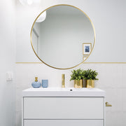 Nordic Round Bathroom Framed Mirror Wall Hanging Mirrors Living and Home Gold 60cm 