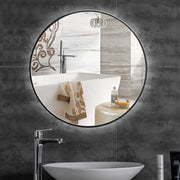 Modern Clear Imaging Wall Mounted Slim Frame Round Mirror Suitable for Family Bedroom Bathroom