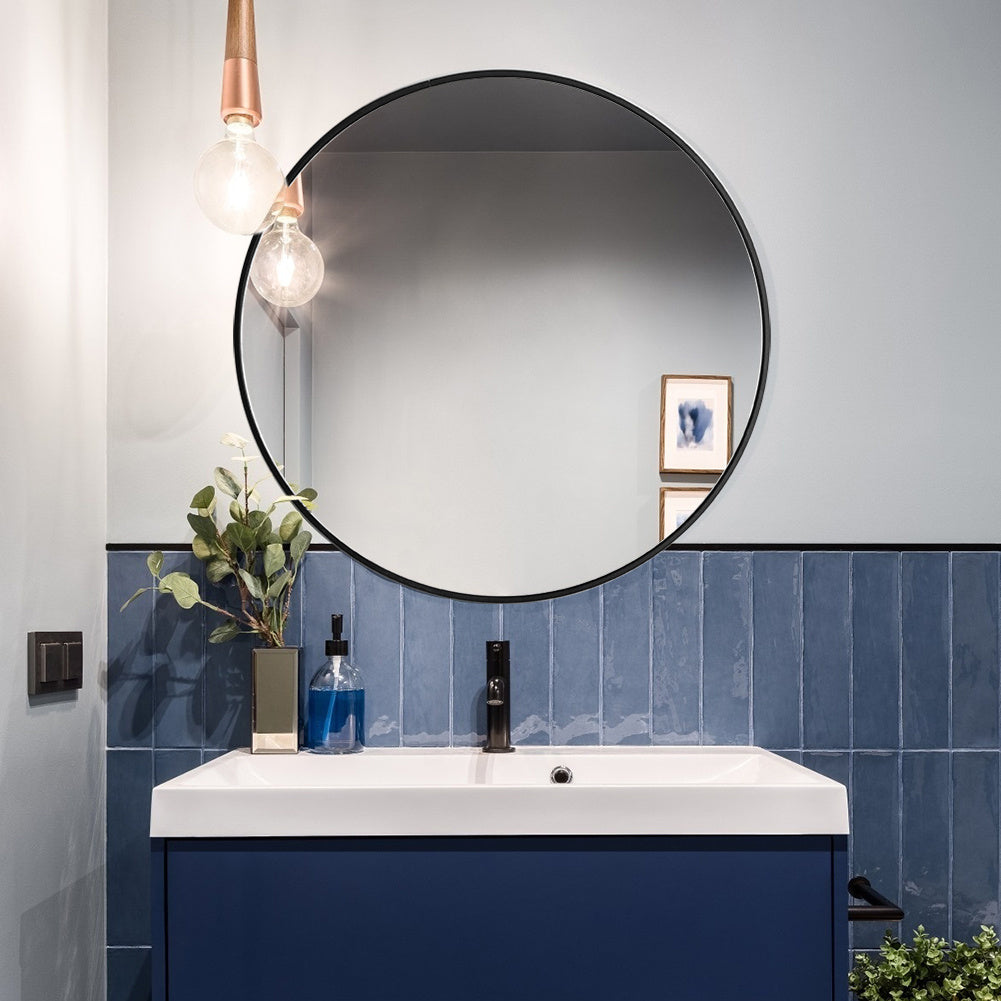 Modern Clear Imaging Wall Mounted Slim Frame Round Mirror Suitable for Family Bedroom Bathroom
