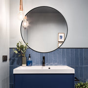 Modern Clear Imaging Wall Mounted Slim Frame Round Mirror Suitable for Family Bedroom Bathroom