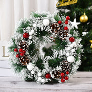 Snow Flocked Christmas Wreath Decor with Classic Xmas Ornaments Christmas Living and Home With White Berries 