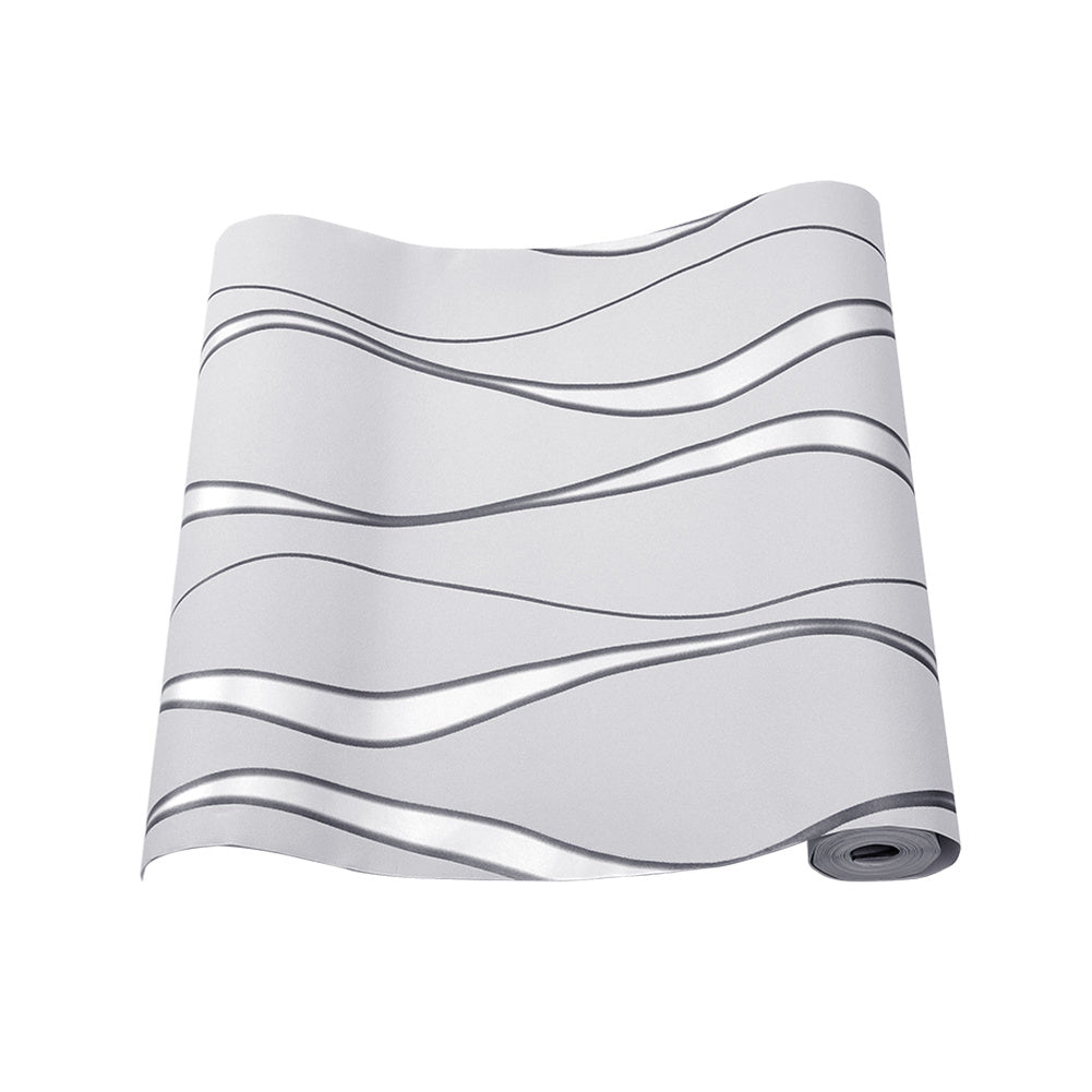 Modern Geometric Wavy Striped Fabric Wallpaper
