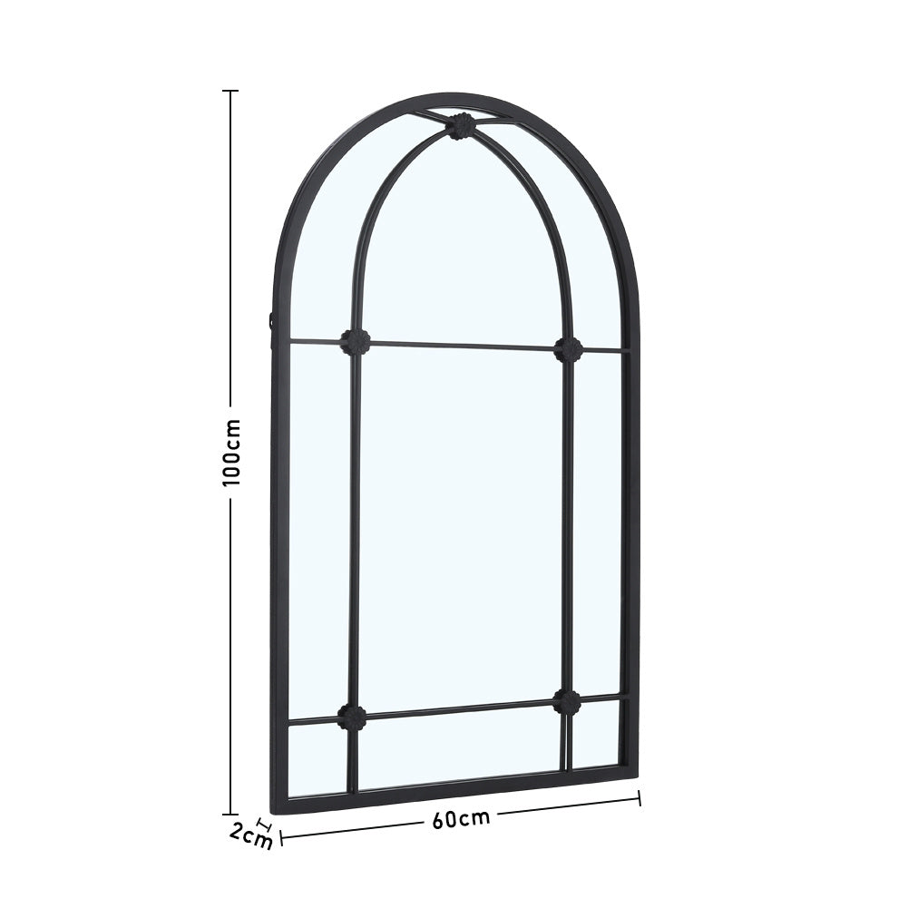 Arched Wall Hanging Metal Windowpane Mirror Home Decoration Mirrors Living and Home 