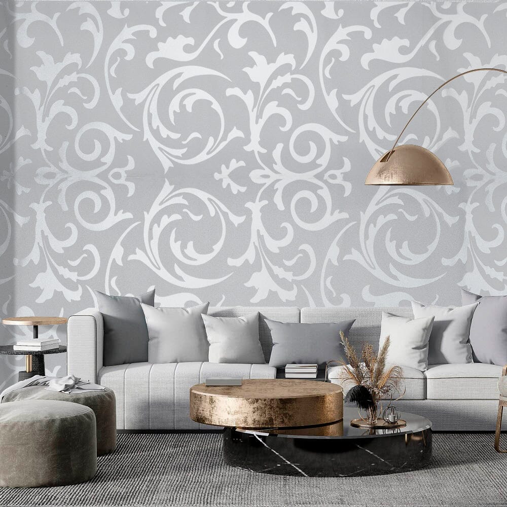 Silver Grey Simple Floral Wallpaper Wallpaper Living and Home 