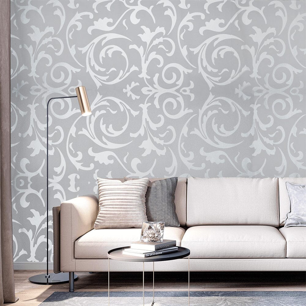 Silver Grey Simple Floral Wallpaper Wallpaper Living and Home 
