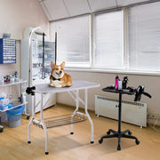 Adjustable Salon Tray Cart on Wheels Pet Grooming Tables Living and Home 