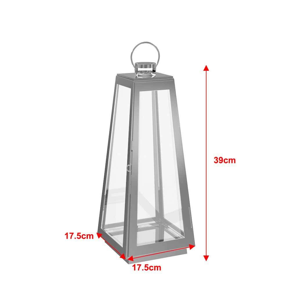 Modern Stainless Steel Lantern Candle Holders Outdoor Lighting Living and Home H 39 * L 17.5 * W 17.5 CM 
