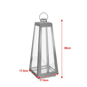 Modern Stainless Steel Lantern Candle Holders Outdoor Lighting Living and Home H 39 * L 17.5 * W 17.5 CM 