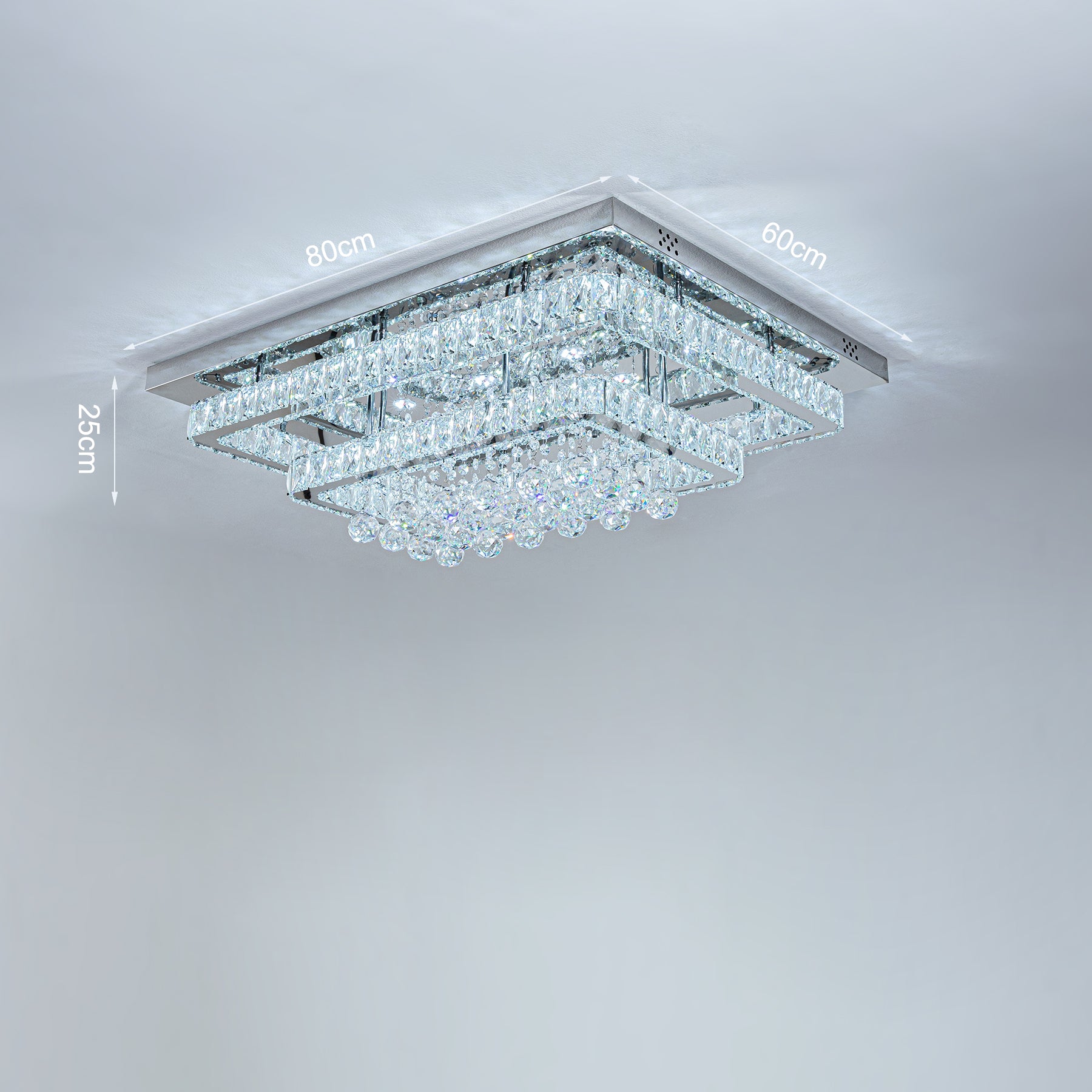 Double Layered Rectangle Crystal Ceiling Lights with Chome Finish Ceiling Light Fixtures Living and Home 