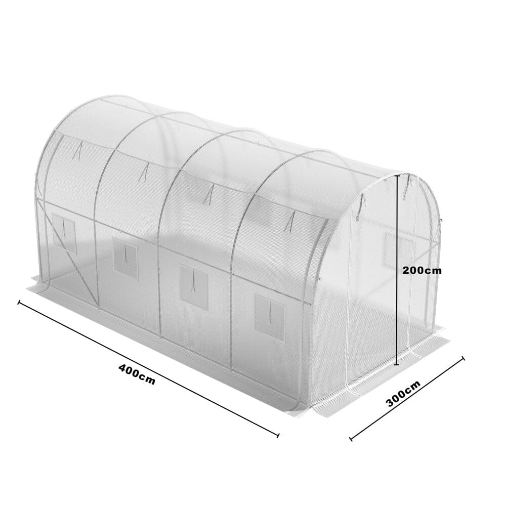 White Outdoor Walk-in Tunnel Greenhouse with Steel Frame Greenhouses Living and Home 