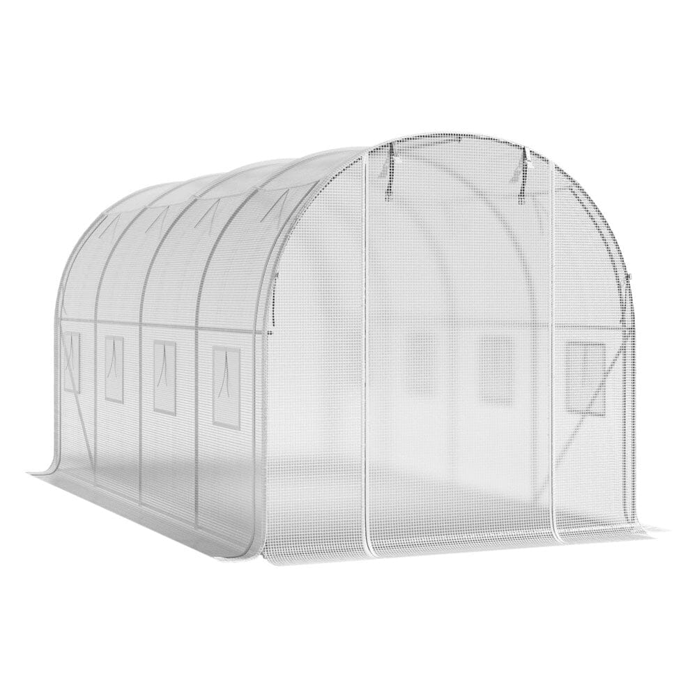 White Outdoor Walk-in Tunnel Greenhouse with Steel Frame Greenhouses Living and Home 