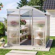 White Framed Garden Hobby Greenhouse with Vent Garden Storages & Greenhouses Living and Home 8' x 6' ft Without base frame 
