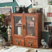 Retro Wooden Desktop Storage Organizer with Drawer